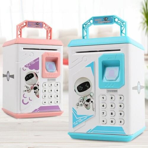 Electronic Piggy Bank ATM Password Money Box Cash Coins Saving ATM Bank Safe Box Auto Scroll Paper Banknote Gift For Kids Xmas