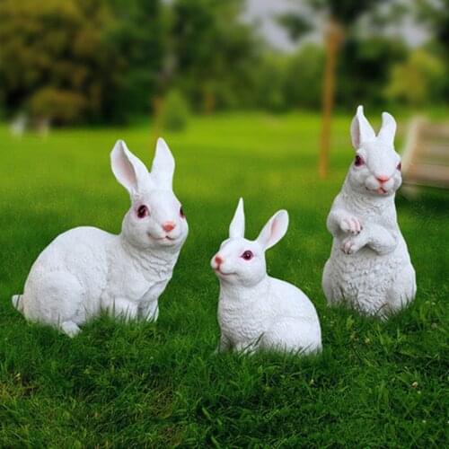 Resin Bunny Rabbit Garden Figurines Decoration Outdoor Art Yard Garden Animal Figurines Ornament