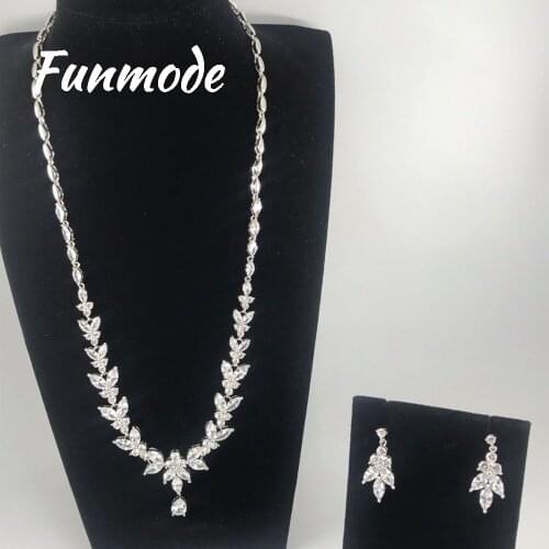 Funmode Super Quality Luxury AAA Cubic Zircon Water Drop Shape Jewelry Set for Women Wedding Jewelry Sets Dress AccessoriesF002K