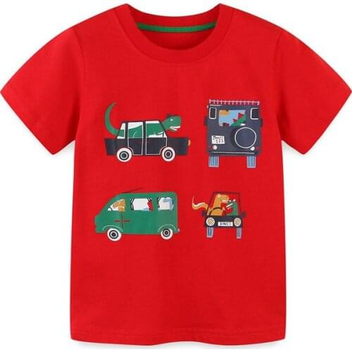 Boys T Shirt Girls Kids Children Tops Cotton Clothing Short Sleeves Summer Clothes Cars Print Cartoon Tee