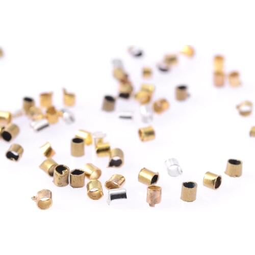 Approx 1000Pcs/Lot 1.5mm Charm Metal Tube Crimp End Beads For DIY Jewelry Making Bracelet Necklace Rope Stopper Spacer Beads