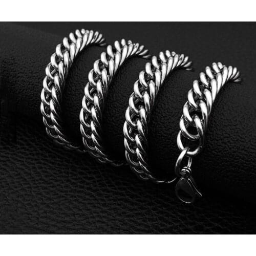 Fashion hip-hop thick wide hip-hop personality simple double-layer twisted chain titanium steel necklace jewelry hot sale