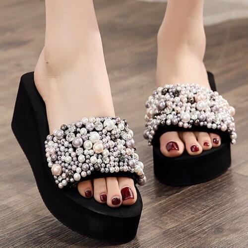 Fashion New Summer Children Cartoon flip flops Shoes Boys And Girls Slippers sandals Beaded pearl Slippers Beach girls sandals b