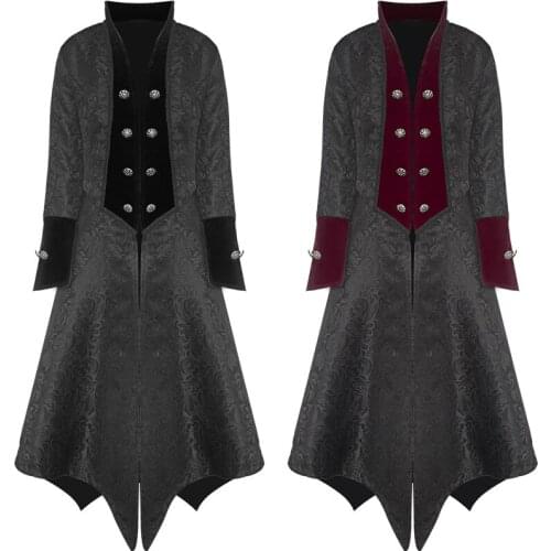 17th 18th Century Gothic Steampunk Men Outerwear Jacket Medieval Historical Windbreaker Vintage jacquard Long Coats