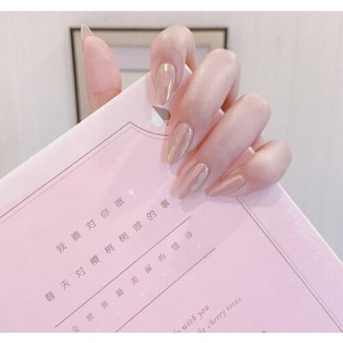 24pcs Aurora Temperament Wearable Fake Nails Detachable Mirror Magic Colours Suitable Girl Daily Decorated Manicure TN