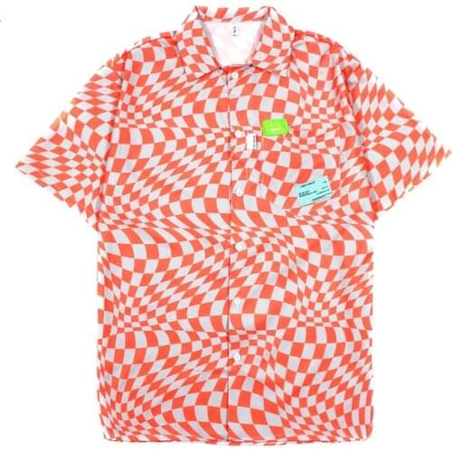 2021 New Summer Short-Sleeved Shirt Harajuku Campus Style Blouse American Street Casual Retro Ins Plaid Men and Women Tops