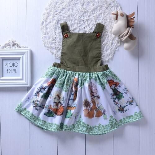 New Little Girls Summer Backless Dress Fashion Printing Stitching Bandage Children A-line Princess Dress
