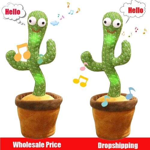Wholesale Price for Dropshipping 120 English Songs Dancing Cactus Talking Speaker talk Record Repeat Plush toys Baby plushie Toy