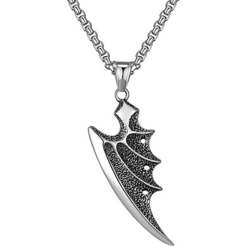 Stainless Steel Vintage Punk Rock Sickle Men Pendant Necklace Jewelry Gift For Him with Chain