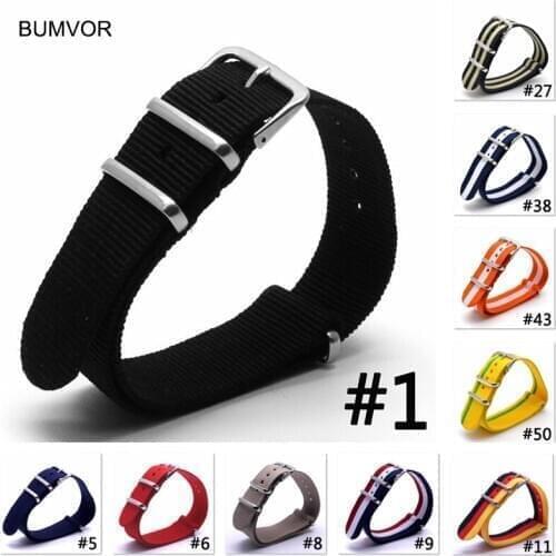 100Pcs/Lot Nylon Strap 16/ 18/ 20/ 22/ 24mm Nato Army Sport Fabric Woven Watchband Substitute DW Colorful Rainbow Wristband