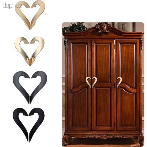 Dophee 1 pair Heart Zinc Alloy Handle Cabinet Drawer Pull Furniture Hardware Door Knob Drawer Wardrobe Kitchen Cupboard Pull