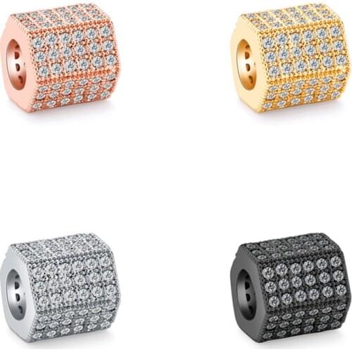 3 Pcs/Lot Cubic Zirconia Hexagon Pillar For Jewelry Making Trendy Micro Pave Copper Accessories Fit DIY Bracelets Necklace