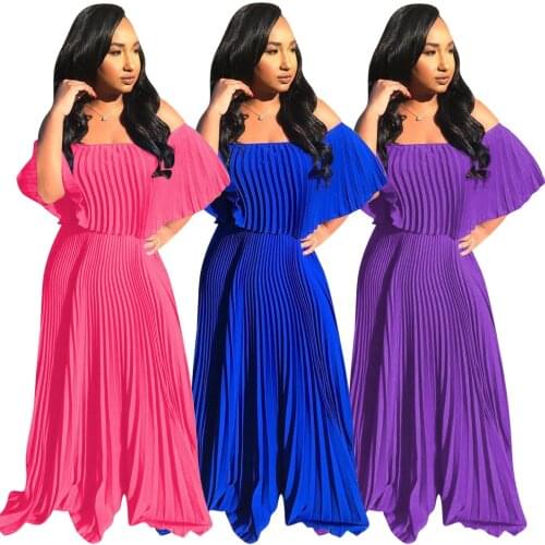 Somoshein S-2XL Women Fashion Summer Short Sleeve Dress Solid Color Loose Pleated Sexy Club Long Dresses Wholesale Dropshopping