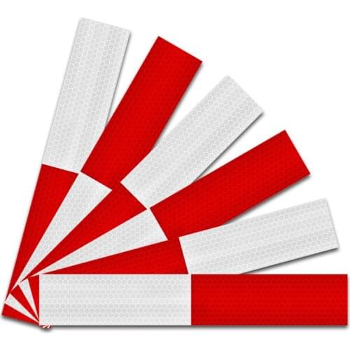 Car Reflective Film Warning Tape Truck Annual Inspection Crystal Color Grid Reflective Strip Red And White Reflective Stickers