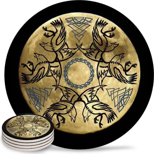 Totem Symbol Round Coaster Coffee Table Mats Kitchen Table Accessories Absorbent Ceramic Coasters