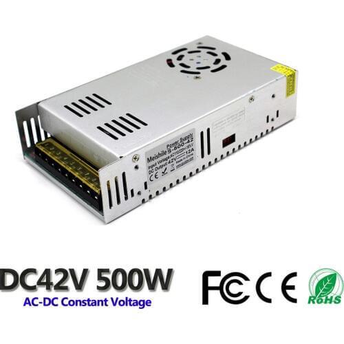 DC 42V 12A 500W LED Light Belt Driver Switching Power Supply 110V 220V AC Constant Voltage Transformer Monitoring CCTV CNC