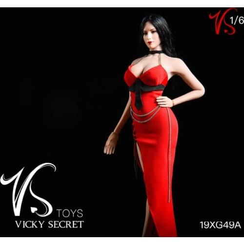VSTOYS 1/6 19XG49female doll red evening dress split dress girl Slim clothing accessories in stock