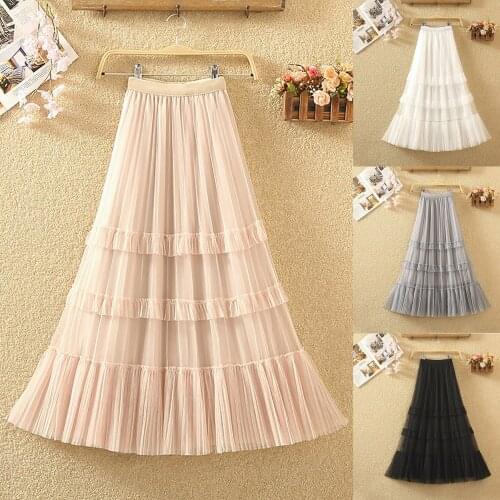 Summer new high waist womens elastic waist print medium length half skirt pleated A-line skirt 2021 полуюбка Rock