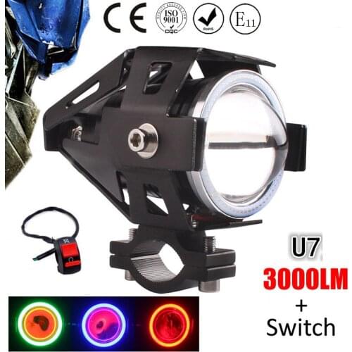 1 pcs 125W Motorcycle Headlight Motorbike spotlight 3000LM Motos U5 U7 LED Driving car Fog Spot Head Light auxiliary Lamp 2016