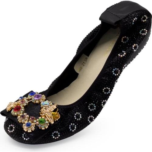 168-21 Nigeria Banana Shoes Floral Rhinestone Plus Size 41 42 43 44 45 12 Women Flats Loafers Comfort Ballet Flats Women Lady