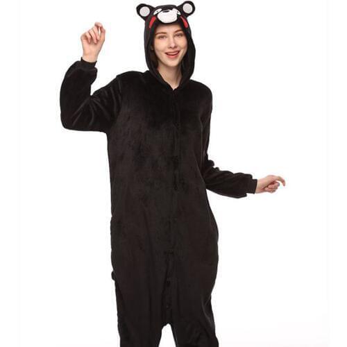 2019 Halloween Adult Kumamon Bear Kigurumi Cosplay Costume Flannel Female Outfit Jumpsuits Bodysuits Women Onesie Hoodie Pajamas