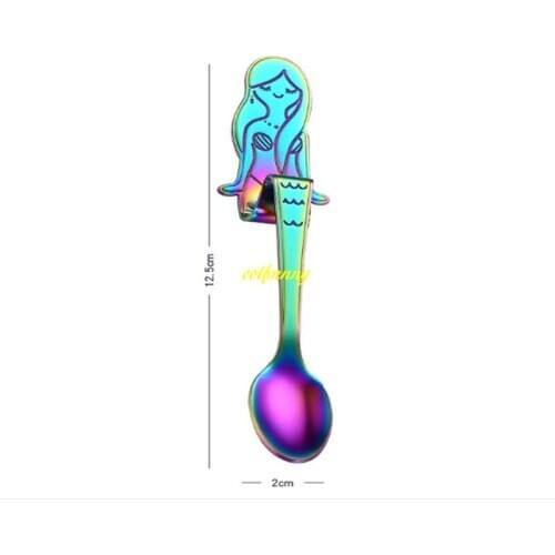 300pcs/lot 12.5cm 304 Stainless steel Mermaid coffee spoon dessertspoon ice spoon candy teaspoon Kitchen Supplies tableware