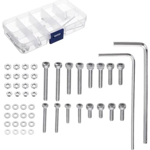 50pcs/set M2.5 Universal Turntable Headshell Cartridge Mounting Kit Stainless Steel Bolts Screws Nuts Set with Case