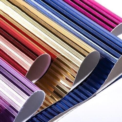 50cm*138cm PVC Symphony Laser Stripe Highlight Mirror Faux Leather Fabric for Belts Shoes Clothes Sofa DIY Craft Made
