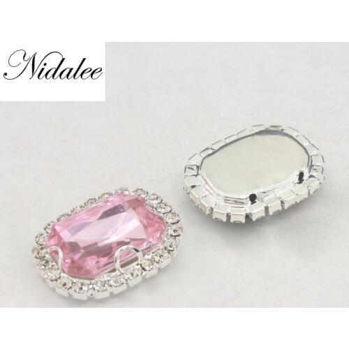 Acrylic Diamond Rhinestone Flatback Gem Buttons DIY Clothing Applique Metal Craft Decoration for Bridal Gem Embellishment Dress