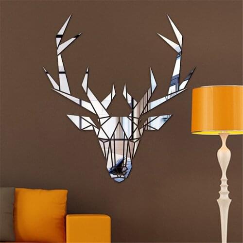 Elk Deer Acrylic Mirror Wall Stickers Mirror Mural Bedroom Living Room Decor Home Decoration Accessories