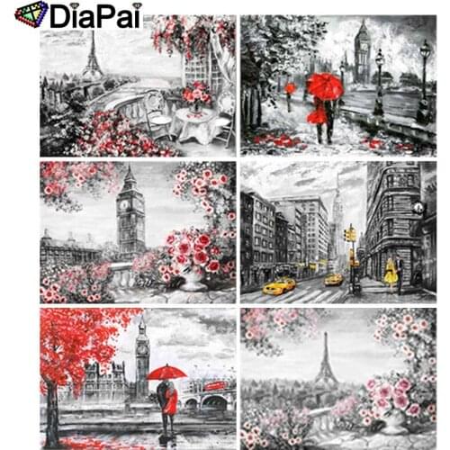 DIAPAI 5D DIY Diamond Painting 100% Full Square/Round Drill "Couple tower scenery" 3D Embroidery Cross Stitch Home Decor