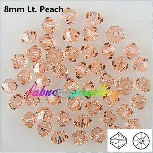 Free Shipping! 144pcs/Lot, AAA Chinese Top Quality 8mm Light Peach Crystal Bicone Beads