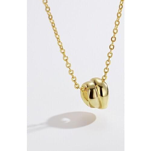 1pc Authentic 925 Sterling silver Glossy Geometric conch shape Pendant necklace White/gold color TLX832