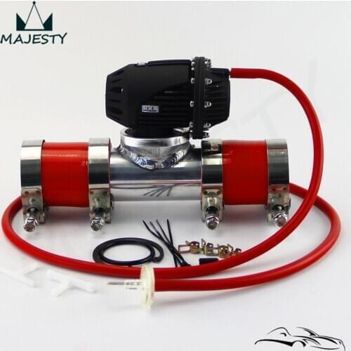 Black Aluminum Billet Anodized Type-4 SQV Blow Off Valve BOV +3.15" Flange Pipe +silicone +clamps +4mm vaccum hose red