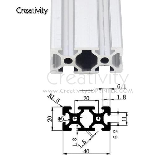 3D Printer Parts 2040 Aluminum Standard European Standard Anodized Linear Guide Aluminum Profile 2040 Extrusion 2040 cnc Parts