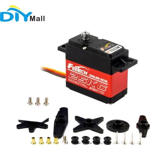 Feetech 7.4V Fi7622M 180 Degree Digital Servo 25KG.CM Red Aluminum Alloy Gear Digital Servo for Arduino Smart Car Robot