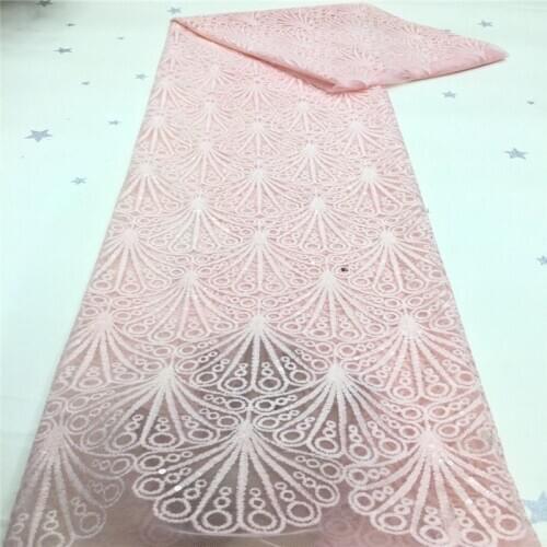 Nigerian Sequins Lace Fabrics 2020 pink High Quality Lace African Net Lace Fabric Wedding French Tulle Lace Material For Women