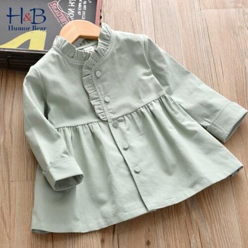 Humor Bear Spring Autumn Girls Casual Jackets Outerwear Fashion Solid Color Windbreaker Toddler Children Clothing