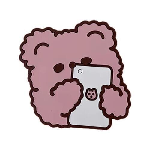 Ins style simple bear Rabbit coaster silicone insulation cute girl heart mat Cartoon creative desktop coaster home office