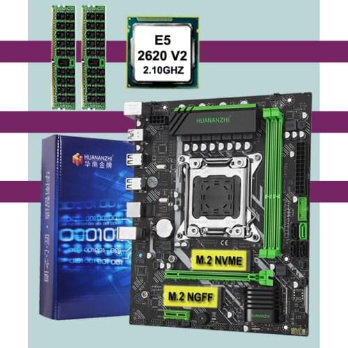 Discount Brand motherboard combo HUANANZHI M-ATX X79 LGA2011 motherboard with CPU Intel Xeon E5 2620 V2 SR1AN RAM 8G REG ECC