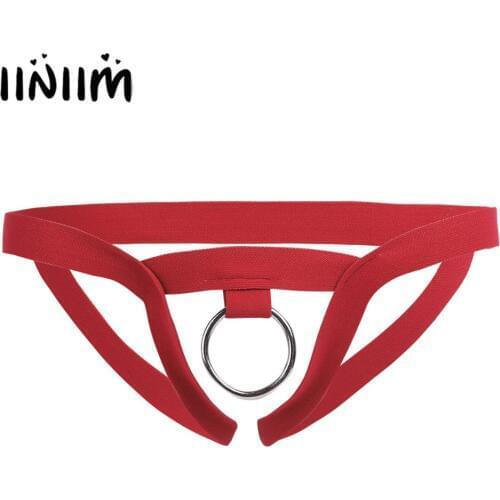 Men Nylon Lingerie Sexy Underwear Open Butt Sissy Panties String Homme Bikini Briefs Gay Underwear O-Ring Crotchless Mens Thongs