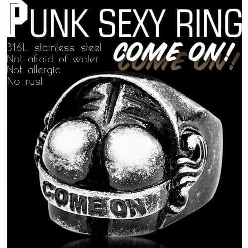 Beier 316L Stainless Steel retro style Vintage COME ON Sex ring retro and white colour fashion exquisite jewelry for men LR634