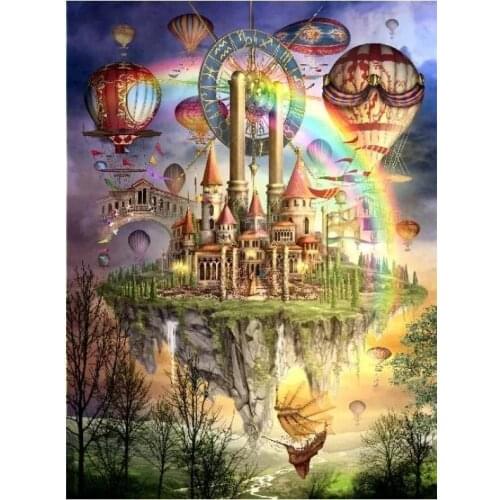 Custom hot air balloon scenery Arts Needlework Embroidery DIY Cross Stitch Kit Crafts 14CT Unprinted Home Decor Handmade