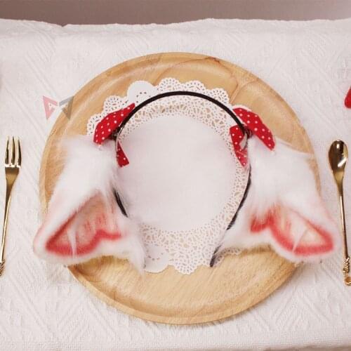 New Strawberry Series Sheep Ears White Pink Hairhoop Headband Headwear Lolita KC Cosplay Costume Accessories For Halloween