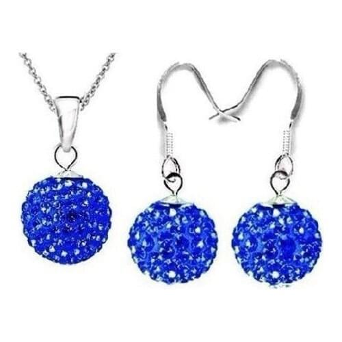 New!Mix color 10mm black white purple red blue Set Pendant necklace studs drop Earring Jewelry women gift crystal