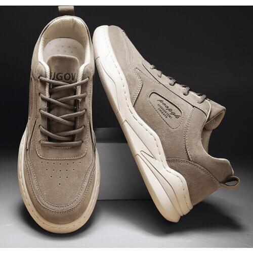 New casual heightened leather sneakers, lightweight non-slip high-top shoes, mens fashion wear-resistant low-top platform shoes