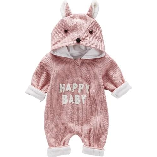 Baby Clothing Fox Bear Rompers Newborns Body Suit Kids Clothes Boy Girl Jumpsuit Baby Romper Hooded Warm Cotton Infant Overall