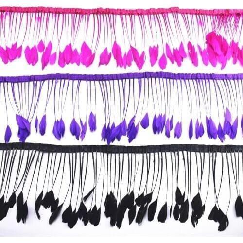 2Meters/Lot Dyed Stripped Coque Tail Goose Feathers Trims Pheasant Feathers for Crafts Ribbon Costumes Wedding Decoration Plumas