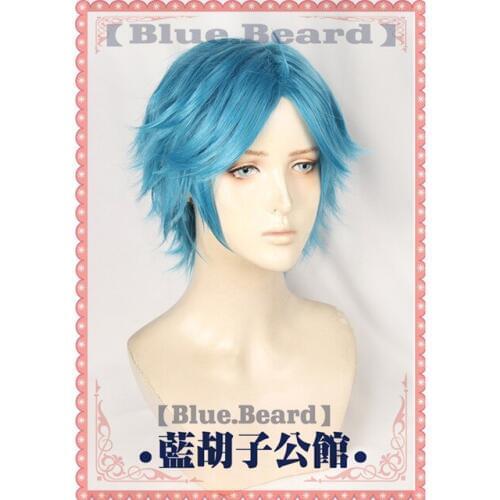 Anime Yarichin Bitch Bu Club YUI TAMURA Blue Short Fluffy Wig Cosplay Halloween Costume Wigs + Wig Cap