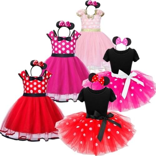 Dress Girl Christmas Costume Polka Dot Red Dresses Halloween Cospaly Birthday Dress Up Princess Children Clothing